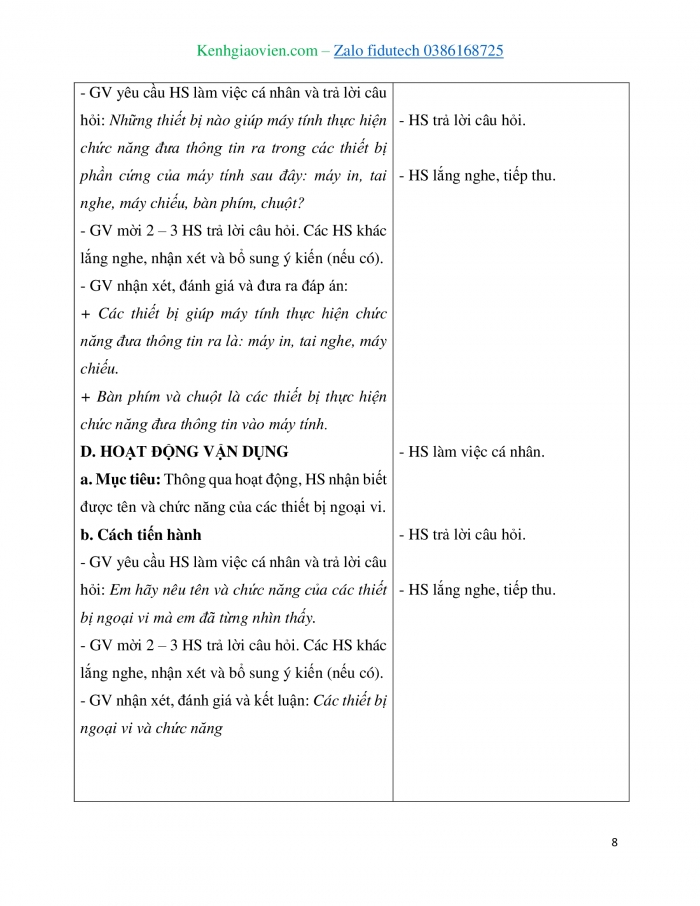 Giáo án và PPT Tin học 4 cánh diều Bài 1: Phần cứng máy tính