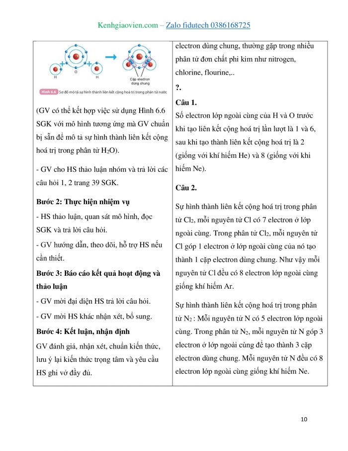 Giáo án và PPT KHTN 7 kết nối Bài 6: Giới thiệu về liên kết hoá học