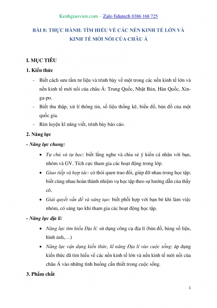 Giáo án và PPT Địa lí 7 kết nối Bài 8: Thực hành Tìm hiểu về các nền kinh tế lớn và kinh tế mới nổi của châu Á