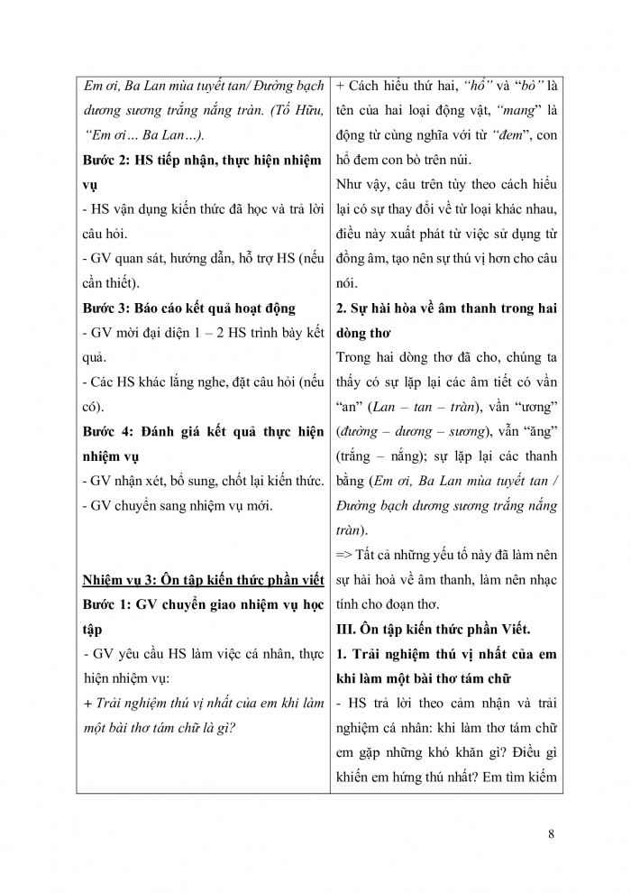 Giáo án và PPT Ngữ văn 9 chân trời bài 1: Ôn tập