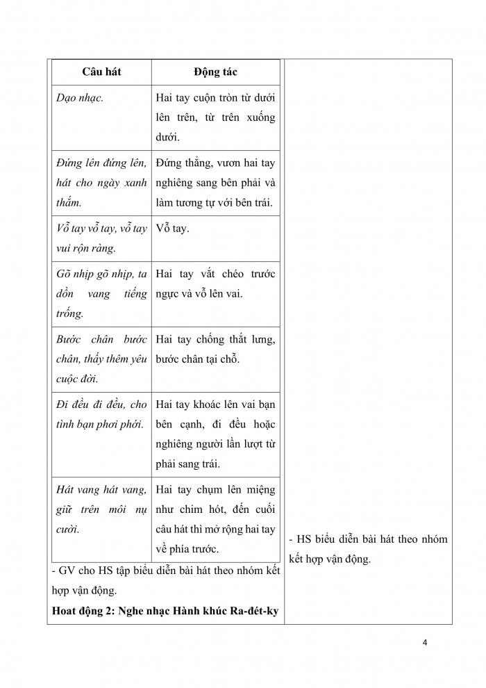 Giáo án và PPT Âm nhạc 3 cánh diều Tiết 2: Ôn tập bài hát Nhịp điệu vui, Nghe nhạc Hành khúc Ra-đét-ky