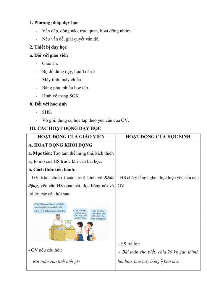 Giáo án và PPT Toán 5 Chân trời bài 10: Tìm hai số khi biết tổng và tỉ số của hai số đó