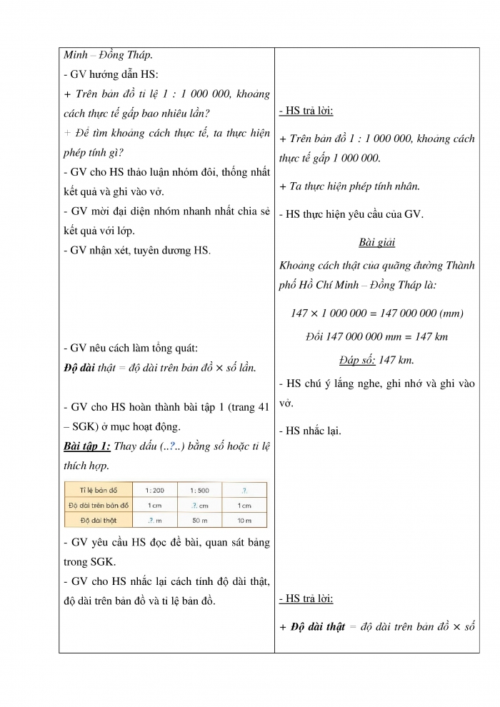 Giáo án và PPT Toán 5 Chân trời bài 15: Tỉ lệ bản đồ