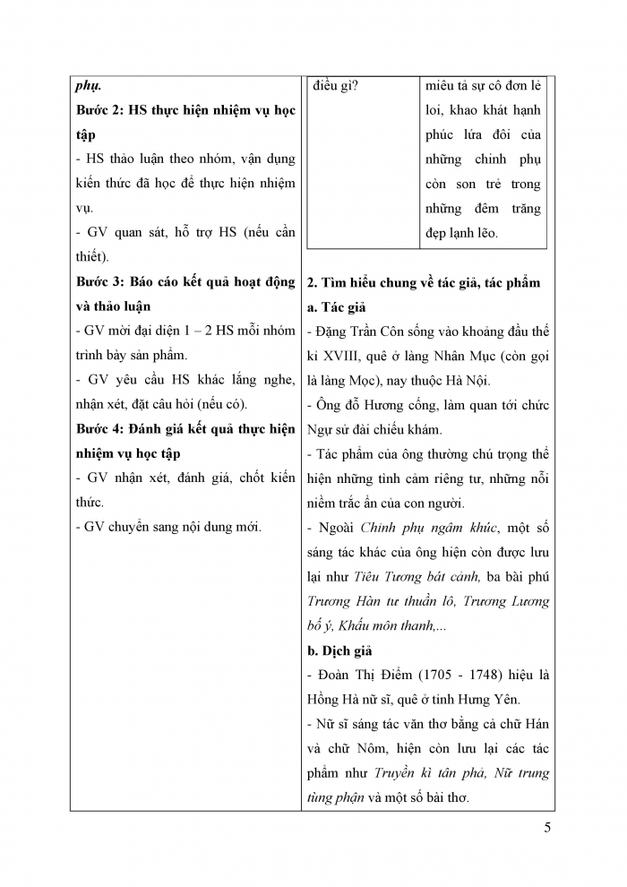 Giáo án và PPT Ngữ văn 9 cánh diều bài 1: Tình cảnh lẻ loi của người chinh phụ (Trích Chinh phụ ngâm – Đặng Trần Côn)