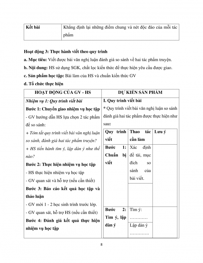 Giáo án và PPT Ngữ văn 12 cánh diều bài 1: Viết bài văn nghị luận so sánh, đánh giá hai tác phẩm truyện