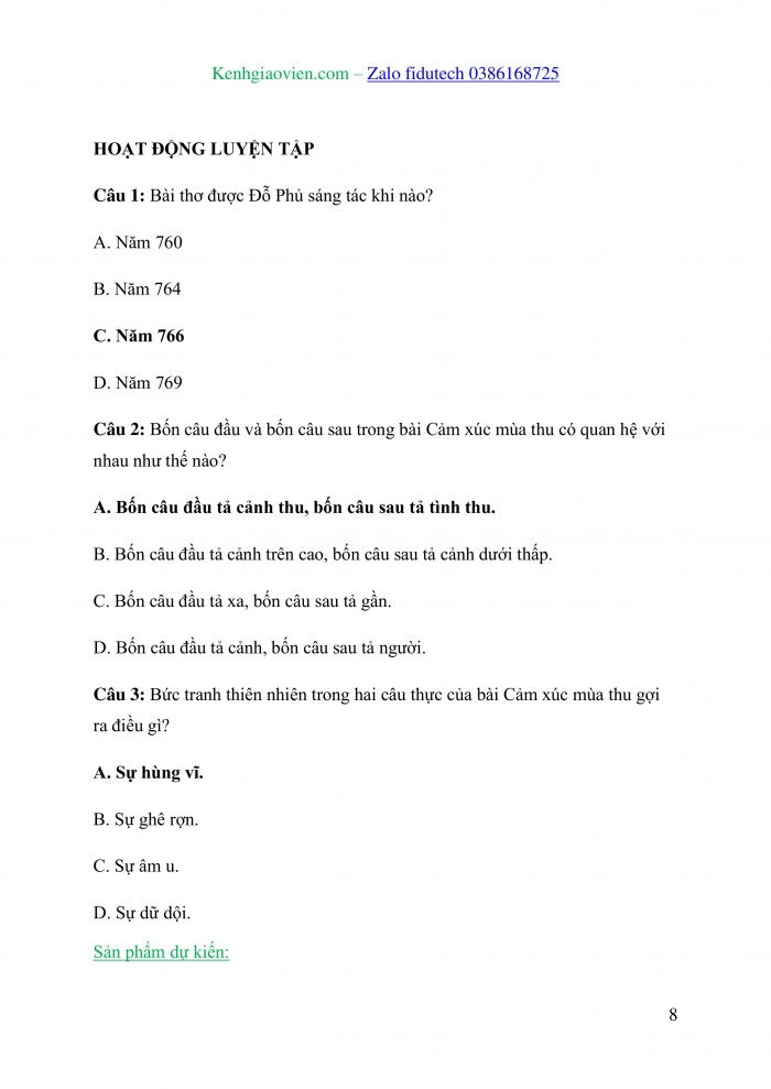 Giáo án và PPT Ngữ văn 10 cánh diều Bài 2: Cảm xúc mùa thu (Thu hứng, bài 1 − Đỗ Phủ)