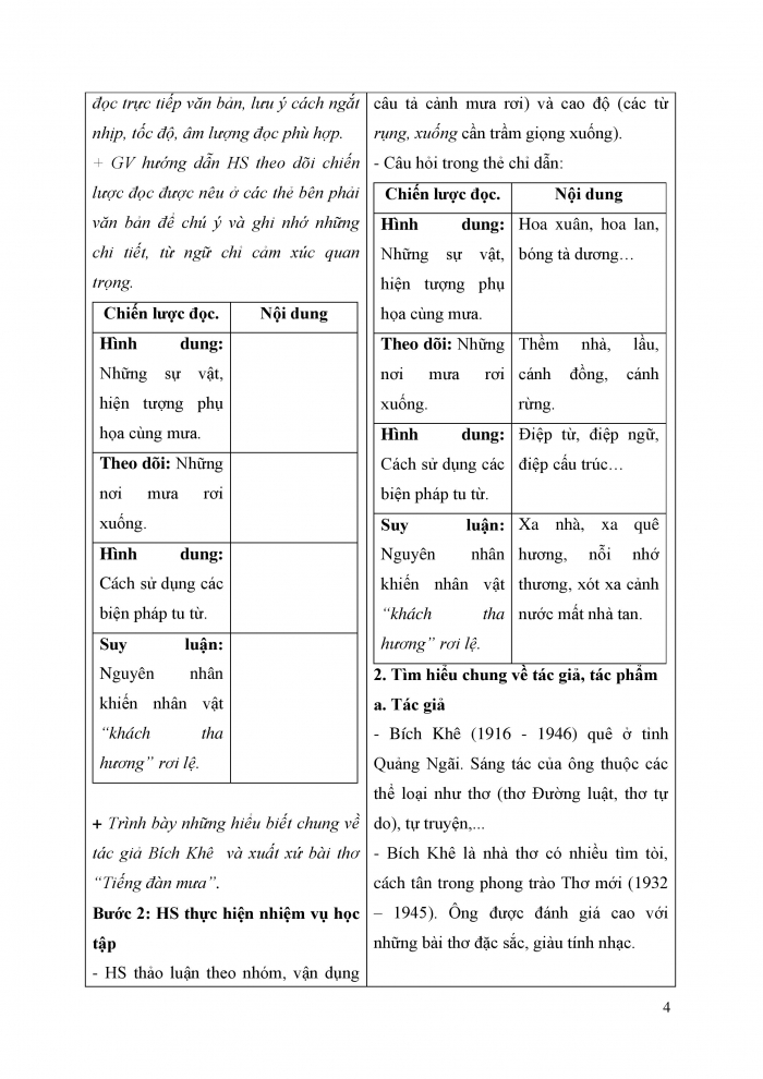 Giáo án và PPT Ngữ văn 9 kết nối Bài 2: Tiếng đàn mưa (Bích Khê)