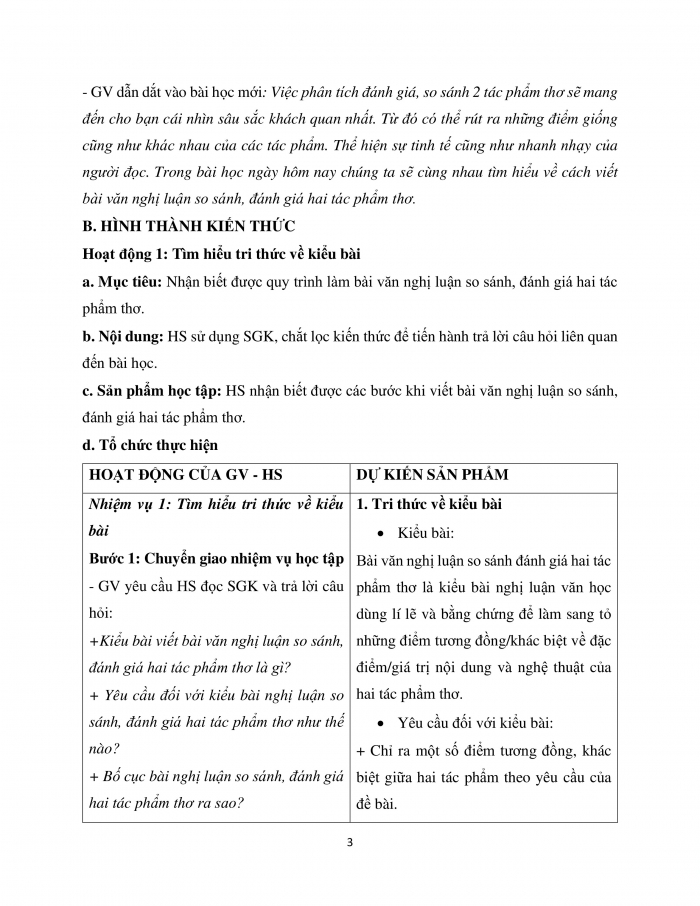 Giáo án và PPT Ngữ văn 12 kết nối bài 2: Viết bài văn nghị luận so sánh, đánh giá hai tác phẩm thơ