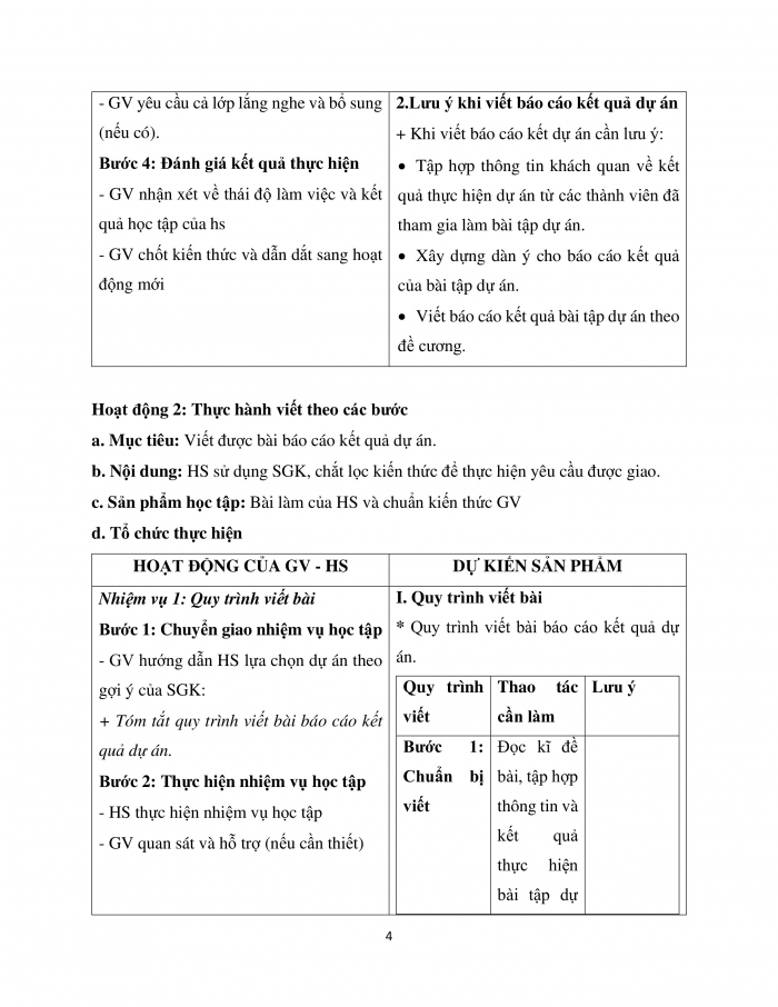 Giáo án và PPT Ngữ văn 12 cánh diều bài 2: Viết báo cáo kết quả của bài tập dự án