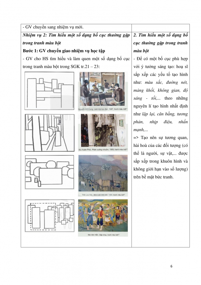 Giáo án và PPT Mĩ thuật 12 Hội hoạ Kết nối Bài 2: Tranh màu bột