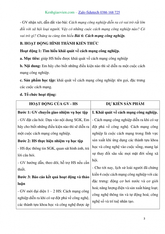 Giáo án và PPT Thiết kế và Công nghệ 10 kết nối Bài 6: Cách mạng công nghiệp