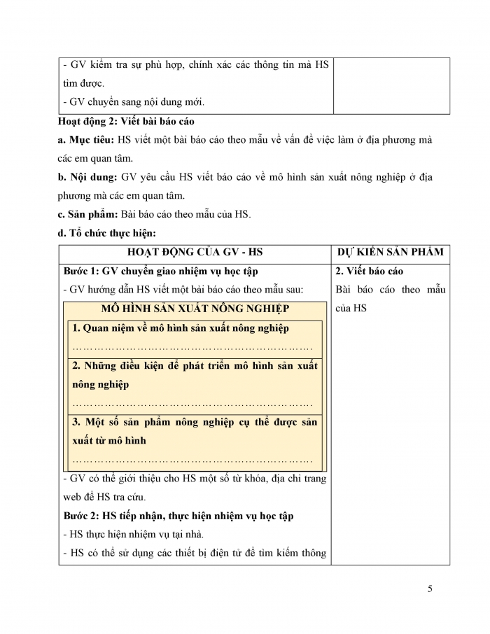 Giáo án và PPT Địa lí 9 chân trời bài 5: Thực hành Viết báo cáo về một số mô hình sản xuất nông nghiệp có hiệu quả