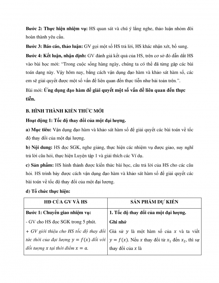 Giáo án và PPT Toán 12 kết nối bài 5: Ứng dụng đạo hàm để giải quyết một số vấn đề liên quan đến thực tiễn