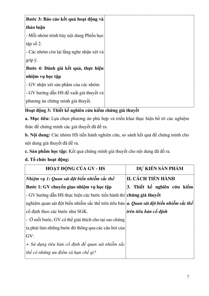 Giáo án và PPT Sinh học 12 chân trời bài 6: Thực hành Quan sát đột biến nhiễm sắc thể; Tìm hiểu tác hại gây đột biến của một số chất độc