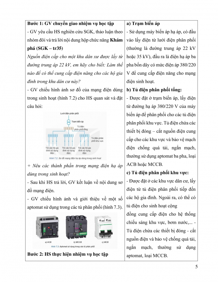 Giáo án và PPT công nghệ 12 điện - điện tử Kết nối bài 7: Mạng điện hạ áp dùng trong sinh hoạt