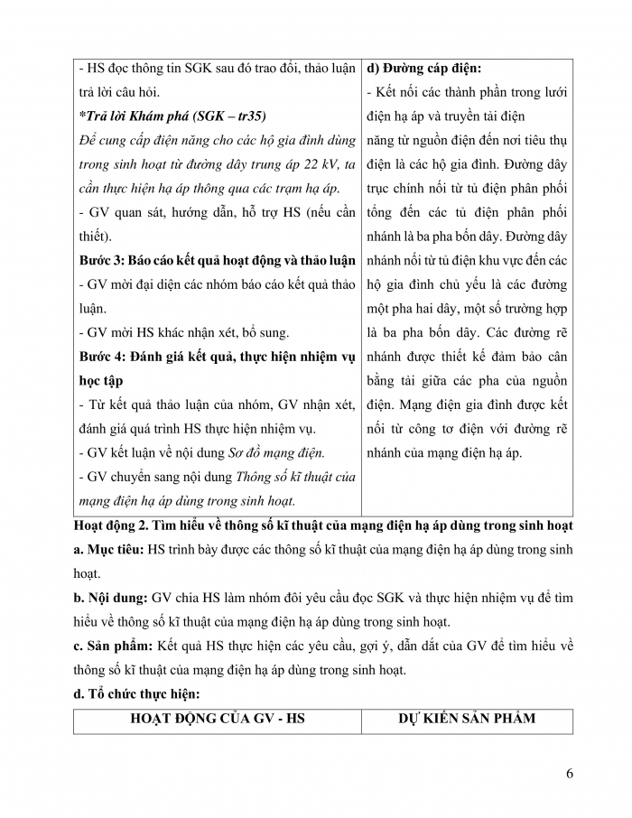 Giáo án và PPT công nghệ 12 điện - điện tử Kết nối bài 7: Mạng điện hạ áp dùng trong sinh hoạt