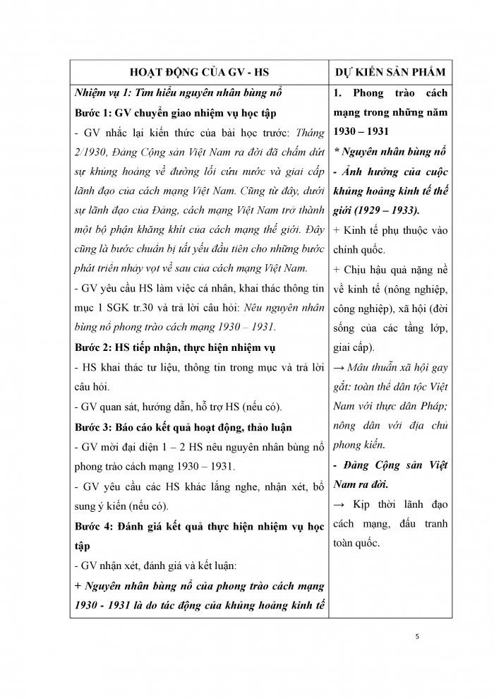 Giáo án và PPT Lịch sử 9 kết nối bài 7: Phong trào cách mạng Việt Nam thời kì 1930 – 1939