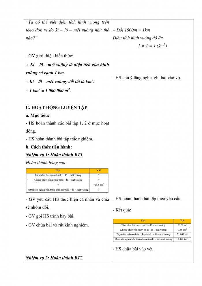 Giáo án và PPT Toán 5 Kết nối bài 15: Ki-lô-mét vuông. Héc-ta