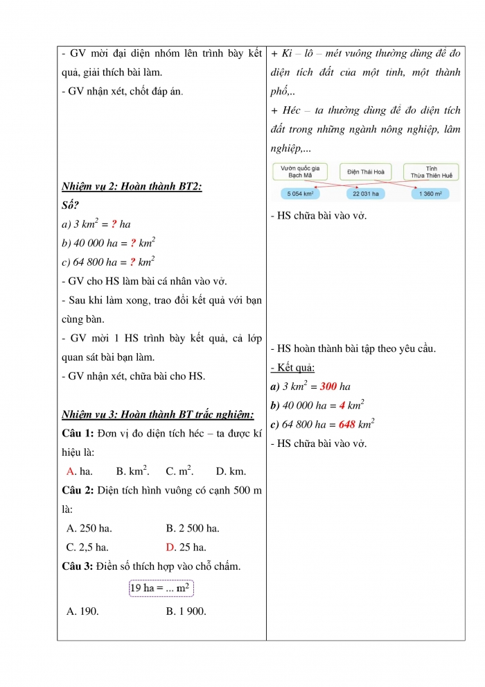 Giáo án và PPT Toán 5 Kết nối bài 15: Ki-lô-mét vuông. Héc-ta