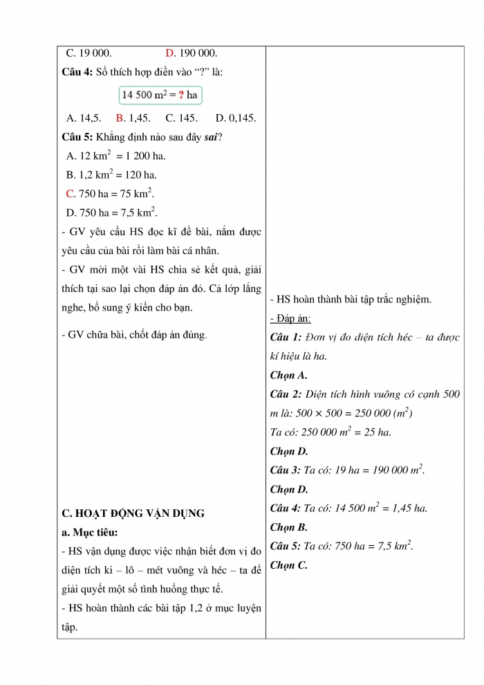 Giáo án và PPT Toán 5 Kết nối bài 15: Ki-lô-mét vuông. Héc-ta