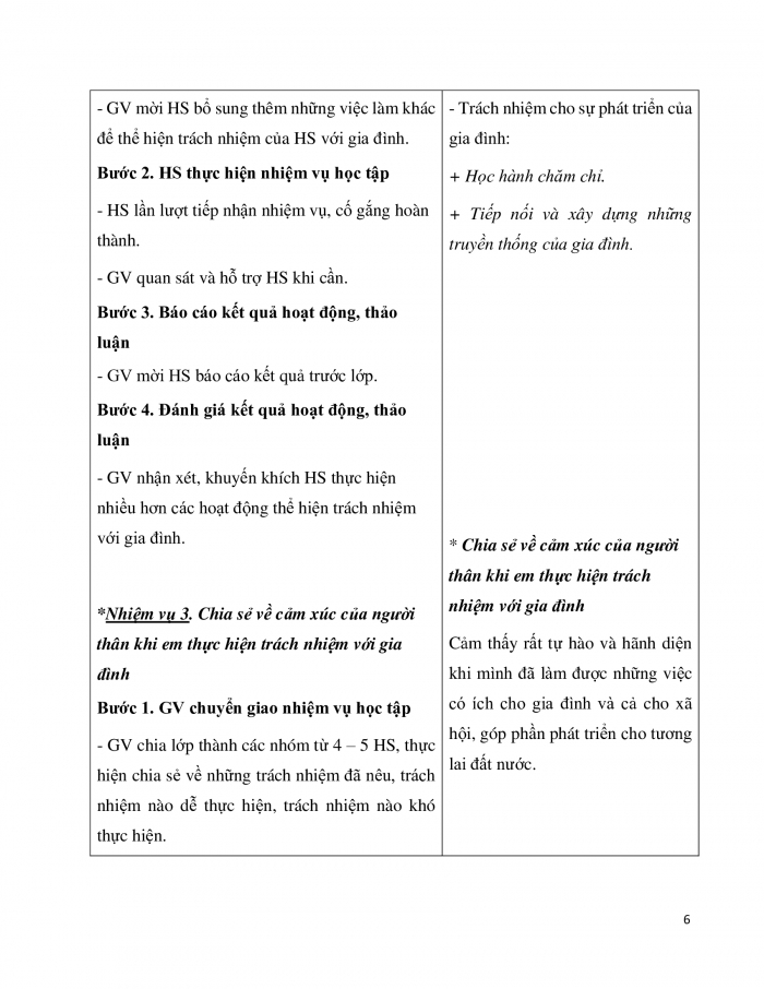 Giáo án và PPT Hoạt động trải nghiệm 10 chân trời bản 1 Chủ đề 4: Thực hiện trách nhiệm với gia đình