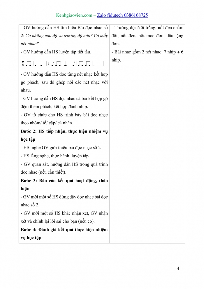 Giáo án và PPT Âm nhạc 8 cánh diều Bài 4: Bài đọc nhạc số 2, Thể hiện tiết tấu, Bài hoà tấu số 2