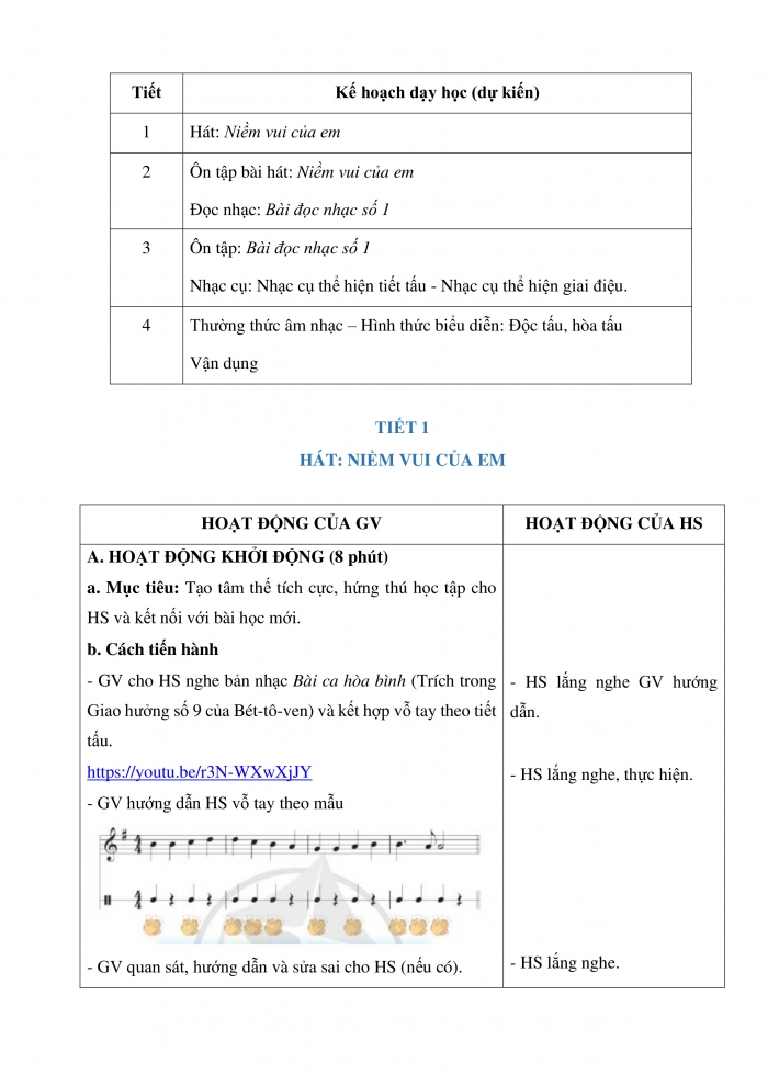 Giáo án và PPT Âm nhạc 5 cánh diều Tiết 1: Hát Niềm vui của em