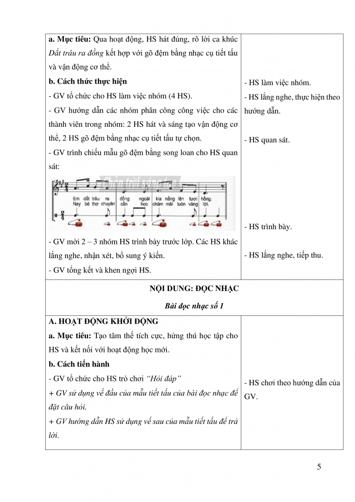 Giáo án và PPT Âm nhạc 5 chân trời Tiết 3: Ôn bài hát Dắt trâu ra đồng, Đọc nhạc Bài đọc nhạc số 1