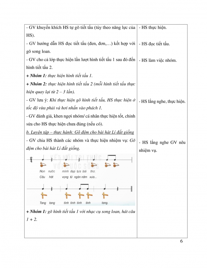 Giáo án và PPT Âm nhạc 5 kết nối Tiết 6: Ôn bài hát Lí đất giồng, Nhạc cụ thể hiện tiết tấu và nhạc cụ thể hiện giai điệu