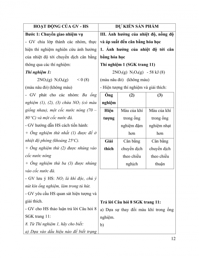 Giáo án và PPT Hoá học 11 cánh diều Bài 1: Mở đầu về cân bằng hoá học