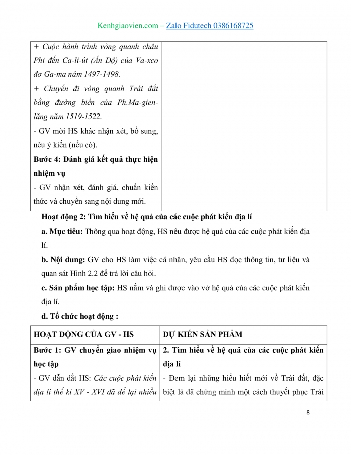 Giáo án và PPT Lịch sử 7 cánh diều Bài 2: Các cuộc phát kiến địa lí từ thế kỉ XV đến thế kỉ XVI