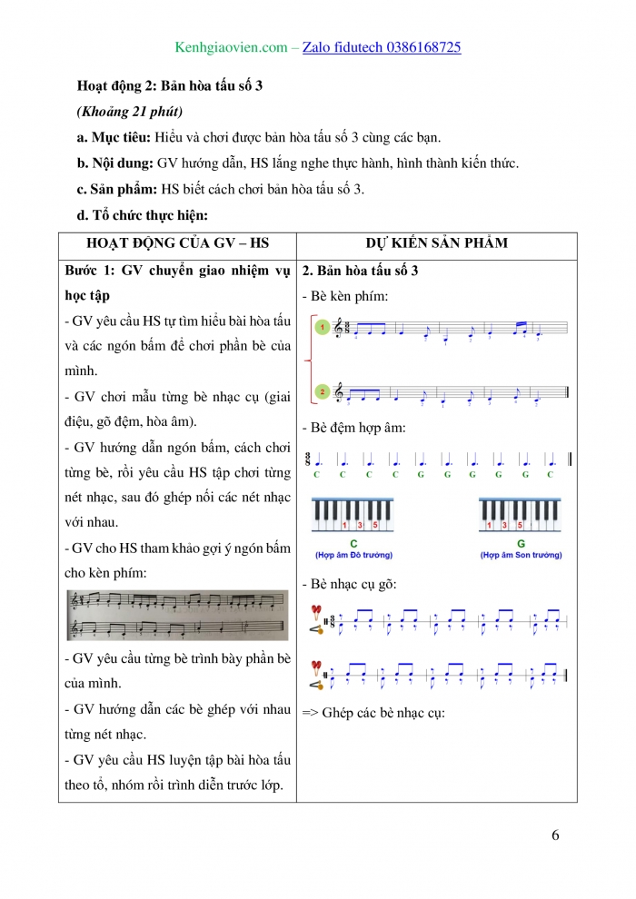Giáo án và PPT Âm nhạc 8 cánh diều Bài 6: Bài đọc nhạc số 3, Thể hiện tiết tấu, Bài hoà tấu số 3