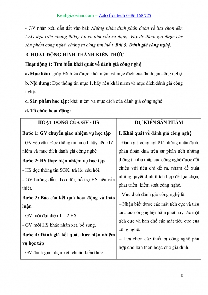 Giáo án và PPT Thiết kế và Công nghệ 10 kết nối Bài 5: Đánh giá công nghệ