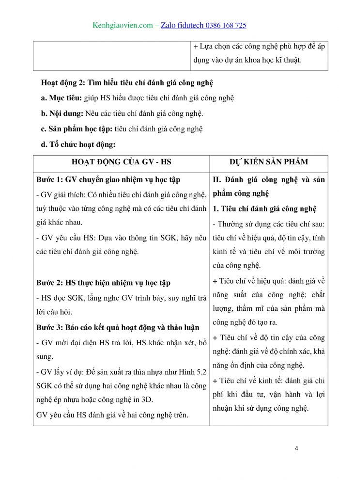 Giáo án và PPT Thiết kế và Công nghệ 10 kết nối Bài 5: Đánh giá công nghệ