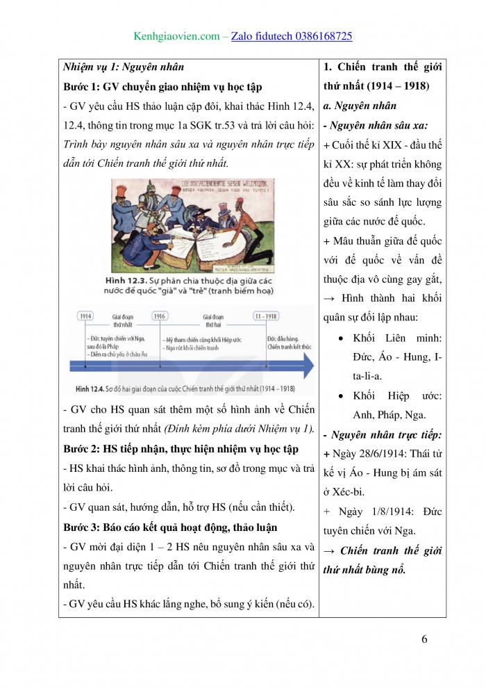 Giáo án và PPT Lịch sử 8 kết nối Bài 12: Chiến tranh thế giới thứ nhất (1914 – 1918) và Cách mạng tháng Mười Nga năm 1917