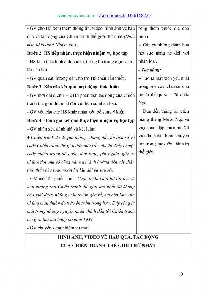 Giáo án và PPT Lịch sử 8 kết nối Bài 12: Chiến tranh thế giới thứ nhất (1914 – 1918) và Cách mạng tháng Mười Nga năm 1917