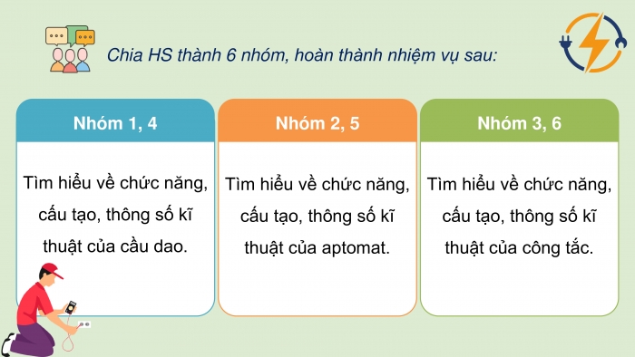 Giáo án điện tử Công nghệ 9 Lắp đặt mạng điện trong nhà Chân trời Chủ đề 1: Thiết bị đóng cắt và lấy điện trong gia đình