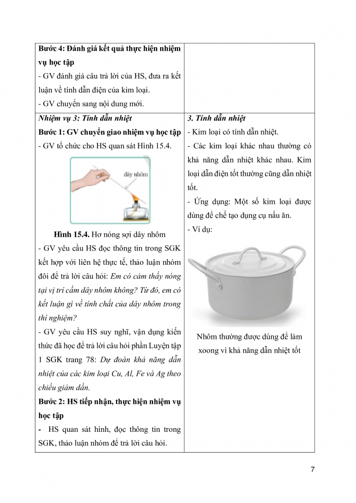 Giáo án và PPT KHTN 9 cánh diều Bài 15: Tính chất chung của kim loại