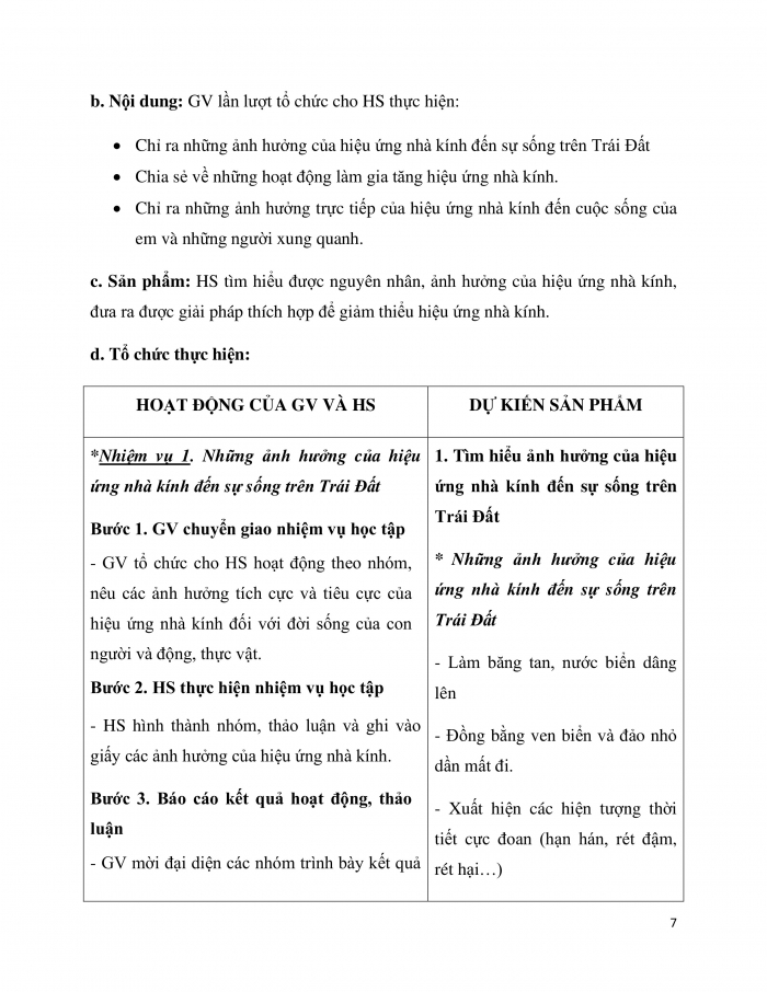 Giáo án và PPT Hoạt động trải nghiệm 7 chân trời bản 2 Chủ đề 7: Bảo vệ môi trường và danh lam thắng cảnh