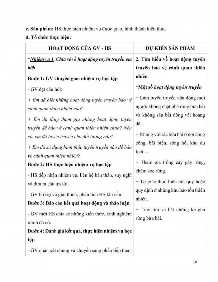 Giáo án và PPT Hoạt động trải nghiệm 10 kết nối Chủ đề 7: Bảo tồn cảnh quan thiên nhiên