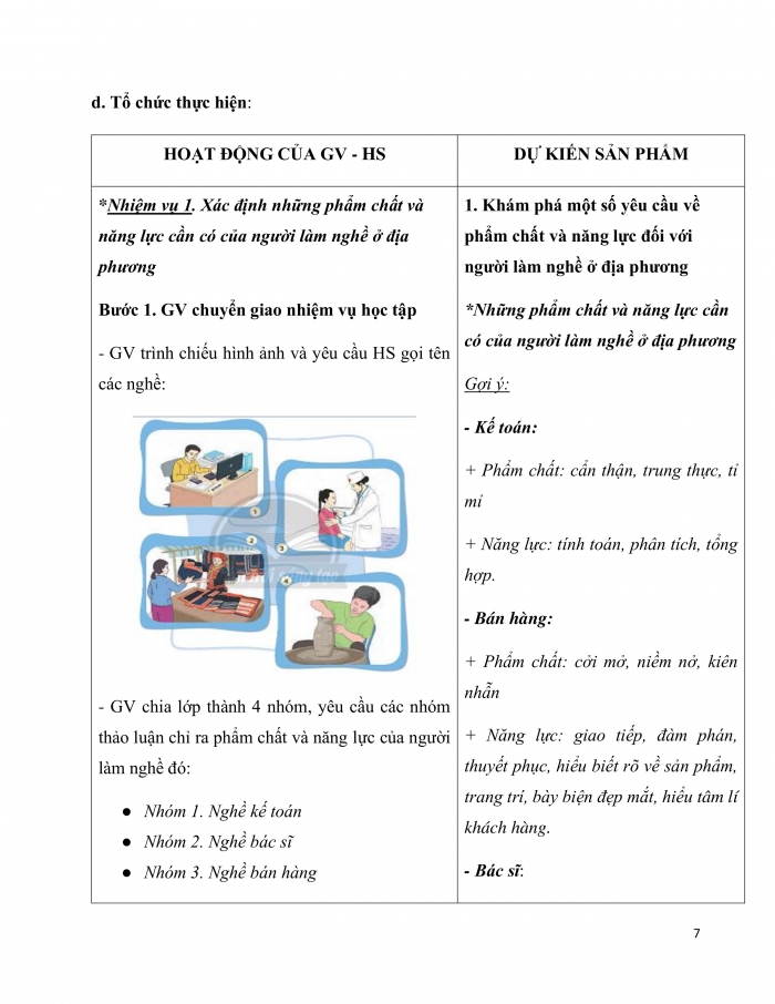 Giáo án và PPT Hoạt động trải nghiệm 7 chân trời bản 1 Chủ đề 9: Tìm hiểu phẩm chất và năng lực cần có ở người lao động