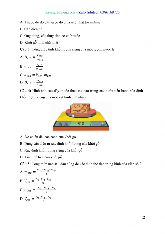 Giáo án và PPT KHTN 8 kết nối Bài 14: Thực hành xác định khối lượng riêng