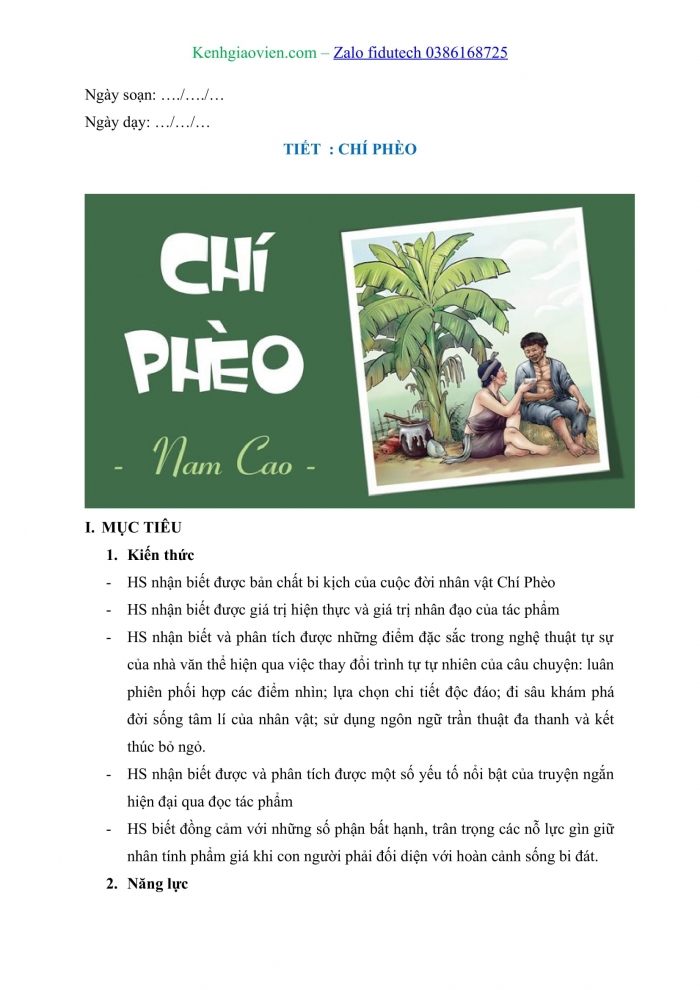 Giáo án và PPT Ngữ văn 11 kết nối Bài 1: Chí Phèo (Trích – Nam Cao)