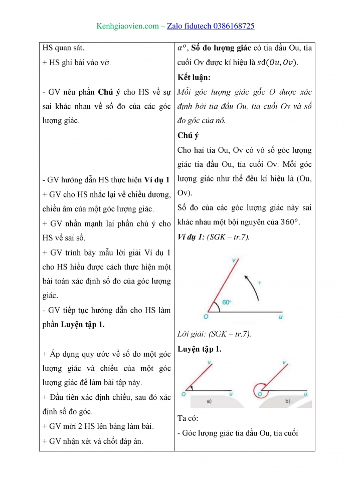 Giáo án và PPT Toán 11 kết nối Bài 1: Giá trị lượng giác của góc lượng giác