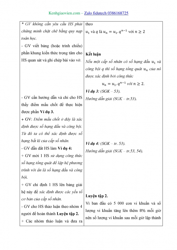 Giáo án và PPT Toán 11 kết nối Bài 7: Cấp số nhân