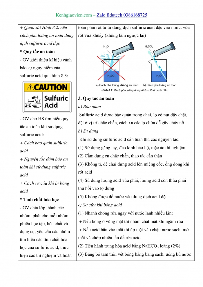Giáo án và PPT Hoá học 11 kết nối Bài 8: Sulfuric acid và muối sulfate