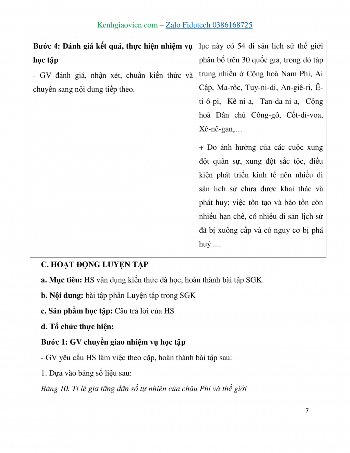 Giáo án và PPT Địa lí 7 cánh diều Bài 10: Đặc điểm dân cư, xã hội châu Phi