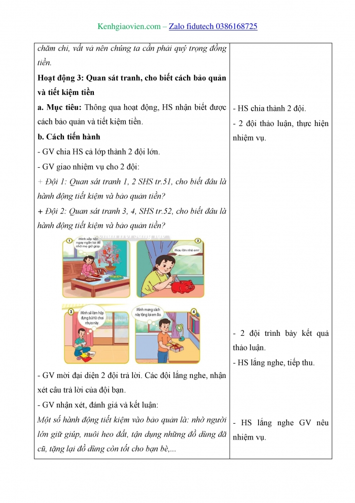 Giáo án và PPT Đạo đức 4 chân trời Bài 10: Em quý trọng đồng tiền