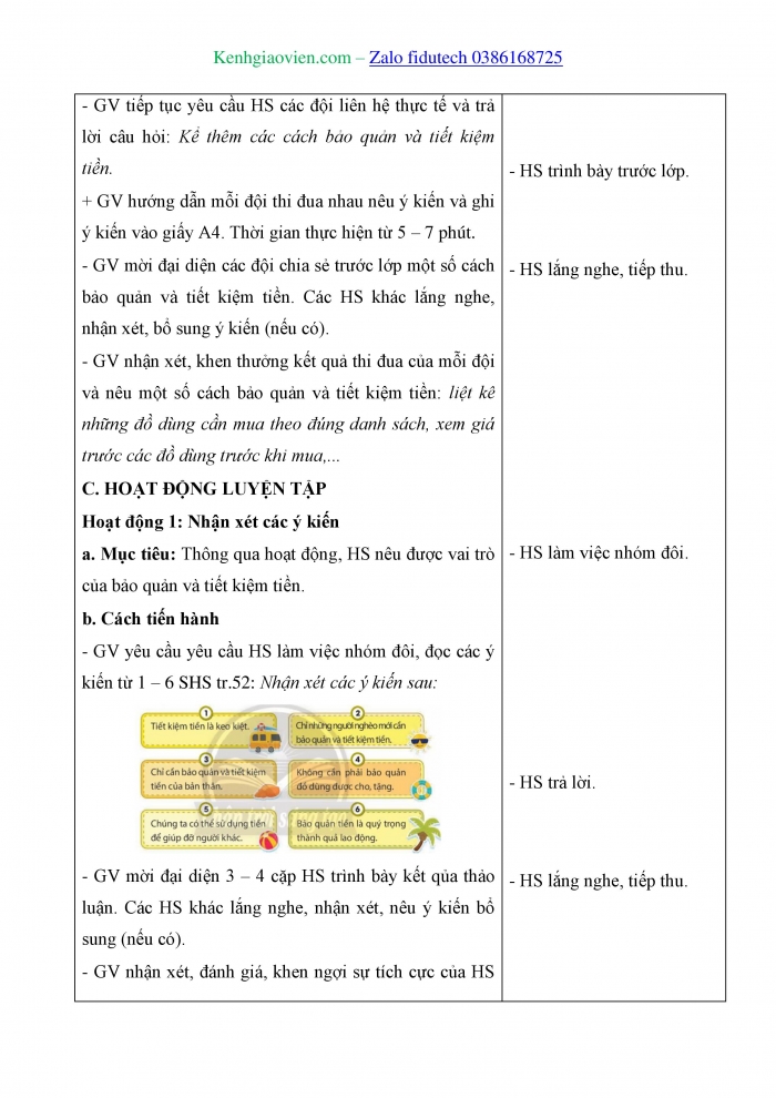 Giáo án và PPT Đạo đức 4 chân trời Bài 10: Em quý trọng đồng tiền