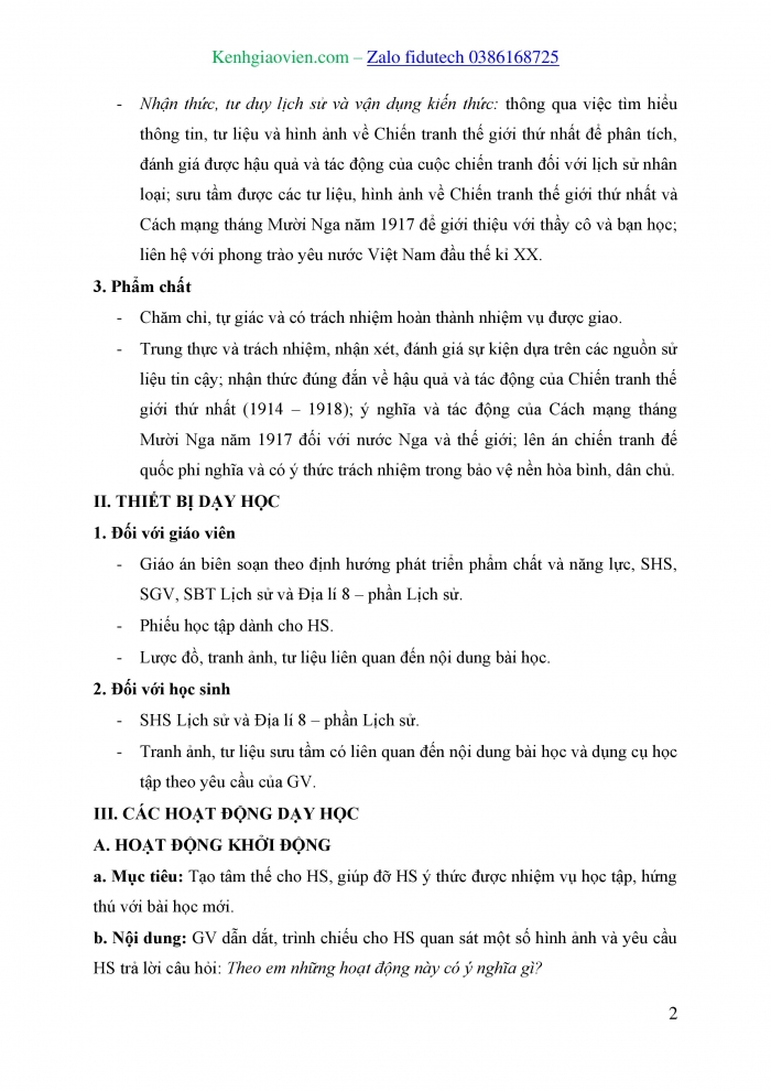 Giáo án và PPT Lịch sử 8 cánh diều Bài 11: Chiến tranh thế giới thứ nhất (1914 – 1918) và Cách mạng tháng Mười Nga năm 1917